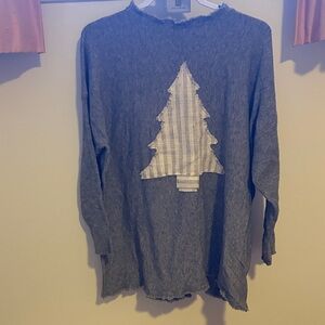 Gray Sweater with White Tree Design